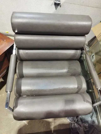 Modern Grey Leather Accent Chair