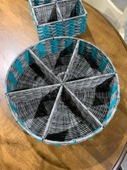 Blue and Grey Wicker Garden organizer set of 2