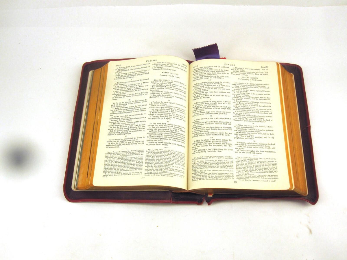 Holy Bible Papal Edition 1952 Leather Bound Book With Box, Please See Photos
