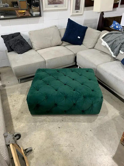 Emerald Green Tufted Ottoman