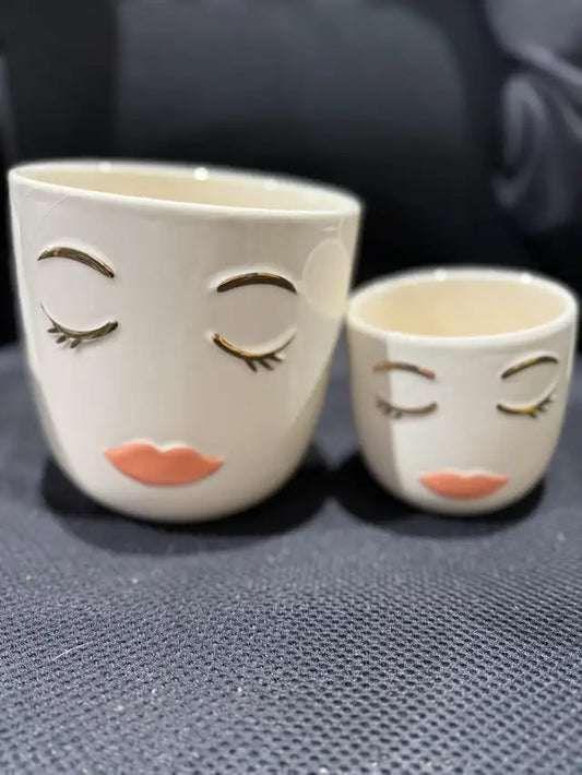 Closed Eye Woman Face Planters