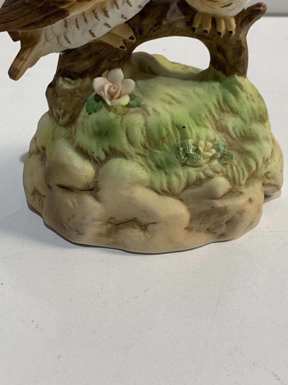 Boîte à musique vintage avec hibou, « Lever et coucher du soleil », par la San Francisco Music Box Company, en état de marche