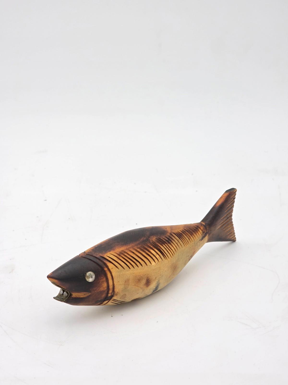 Vintage Fish Bottle Opener Hand Carved Wooden Sculpture