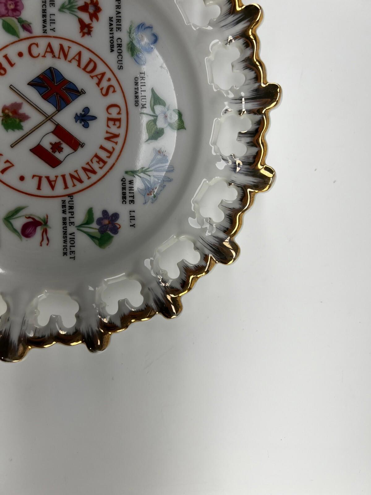 “CANADA’S CENTENNIAL-1867-1967" Province’s Flowers-Gold Scalloped Rim-Col. Plate