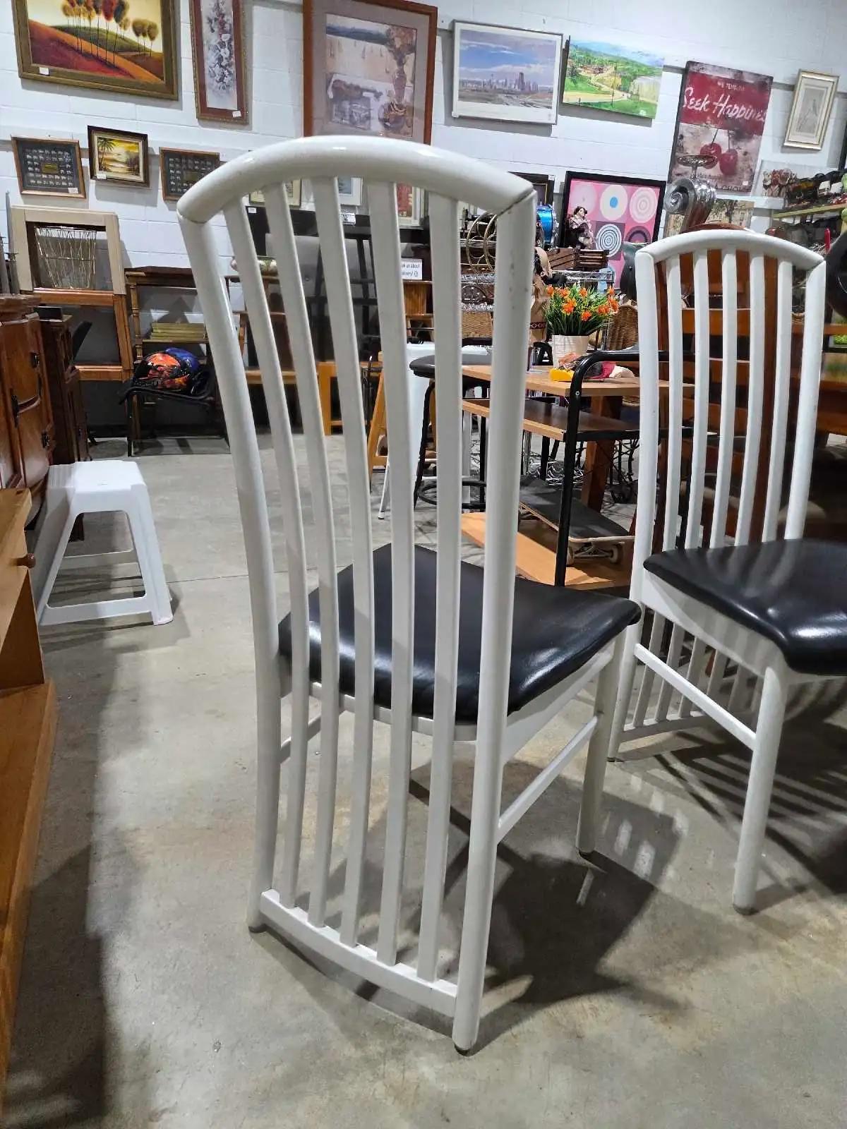 White Wooden Dining Chairs (2)