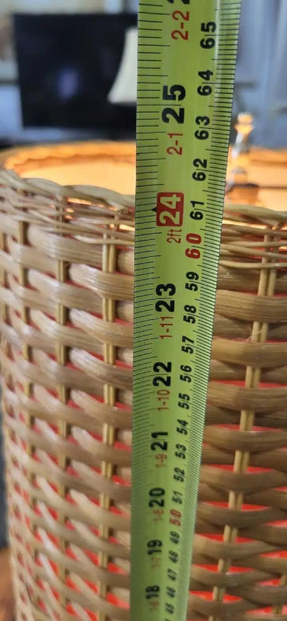 Wicker Table Lamp 24 Inch with Wooden Base