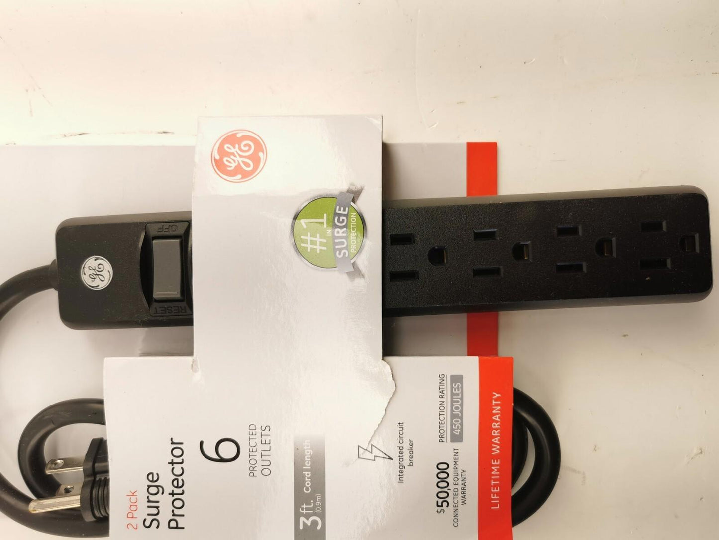 Jasco Surge Protector 6 Protected Outlets, 3ft Cord Length
