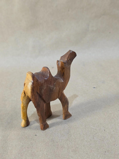 Vintage Egyptian Medium Wood Camel Hand Carved Animal Figurine 4" X 3"