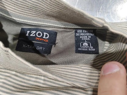 Excellent Condition IZOD XFG X-TRA Dry Brown Striped Men's T-Shirt Size L