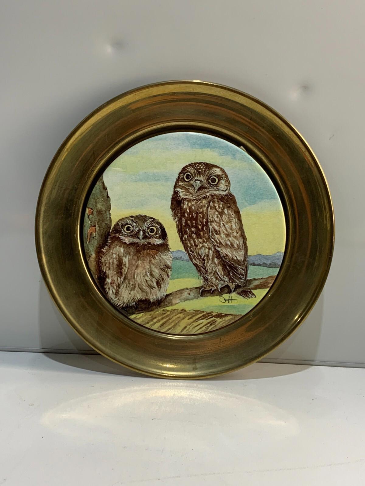 2 owls on porcelain plate limited edition.