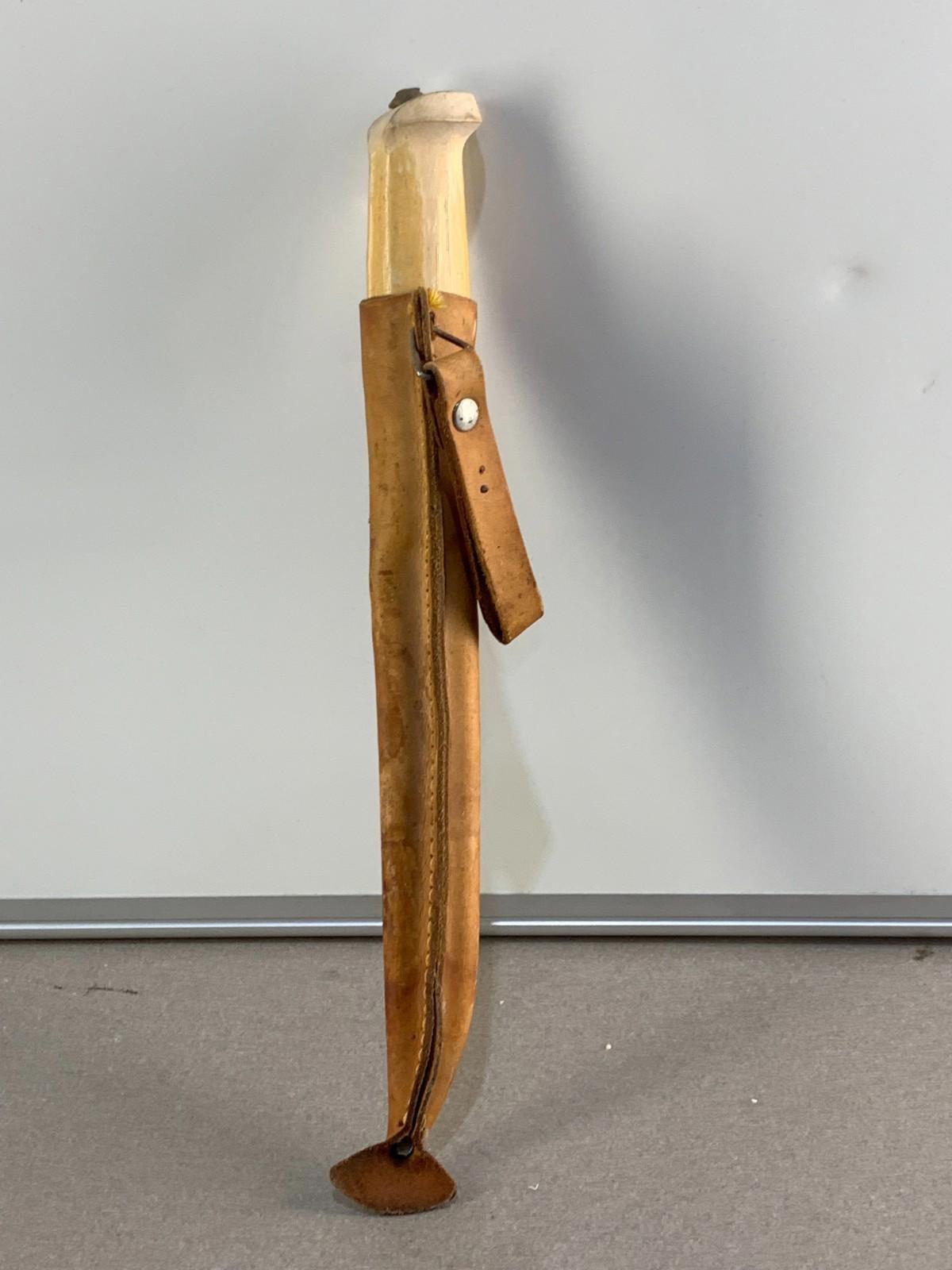 Signed J. Marttiini Finland Hand Ground Stainless Fillet Knife w/Leather Sheath