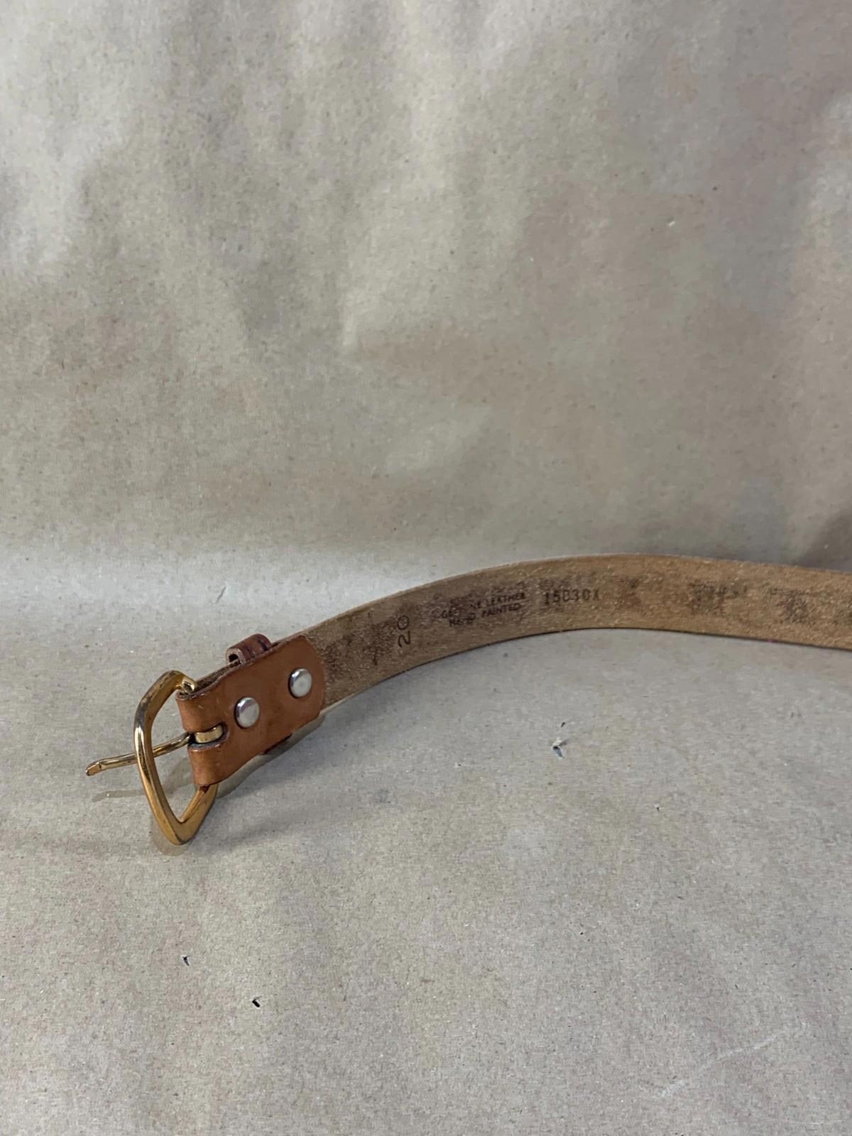 Vintage Chambers Disney western tooled brown leather kids belt