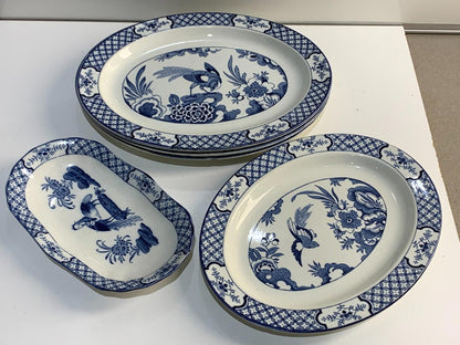 Lot of 5 Oval Platters Wood & Sons Yuan