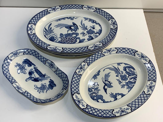 Lot of 5 Oval Platters Wood & Sons Yuan