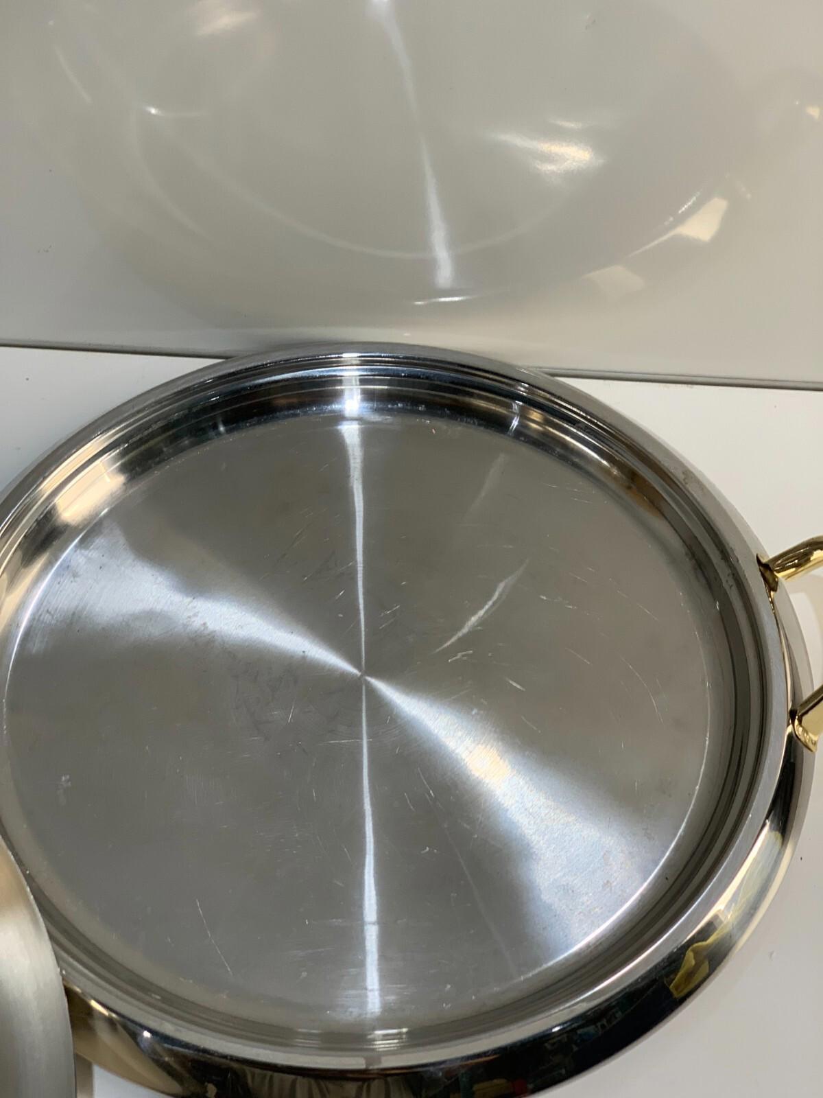 Master Cuisine Cookware 18/10 Brass Handles Serving Tray With Lid & Platter