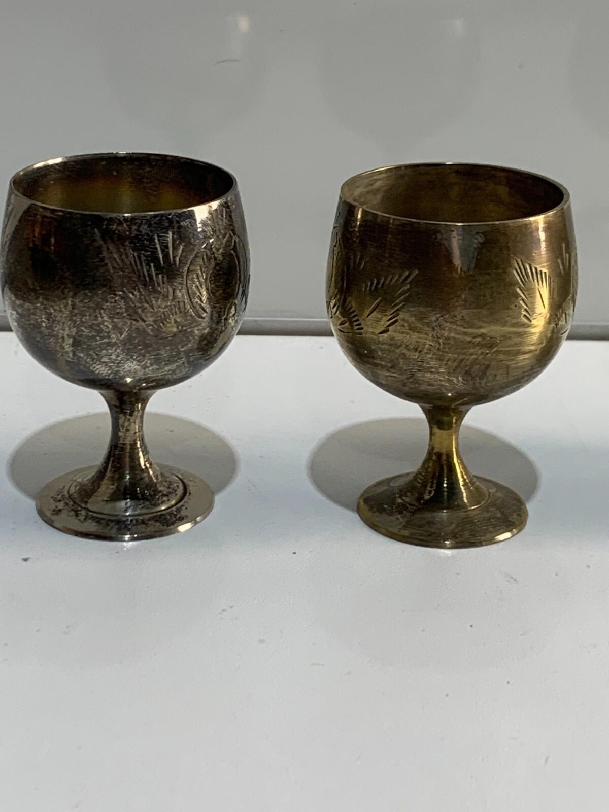 Retro Brass Cordial Glasses - Set Of Six