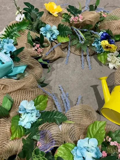 Spring Floral Burlap Wreath 40”