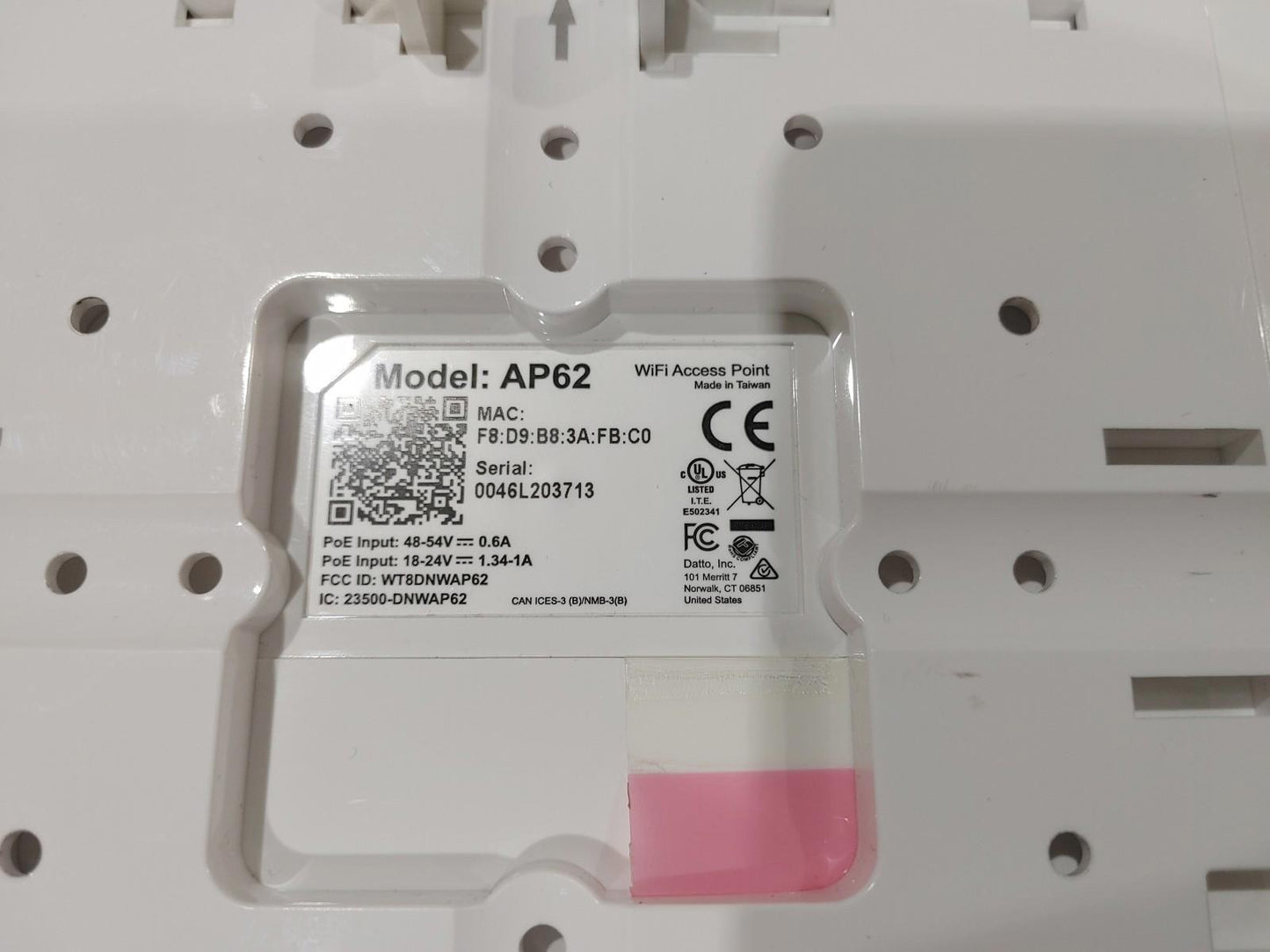 Excellent Condition Datto Model AP62 POE Wireless Access Point White Untested