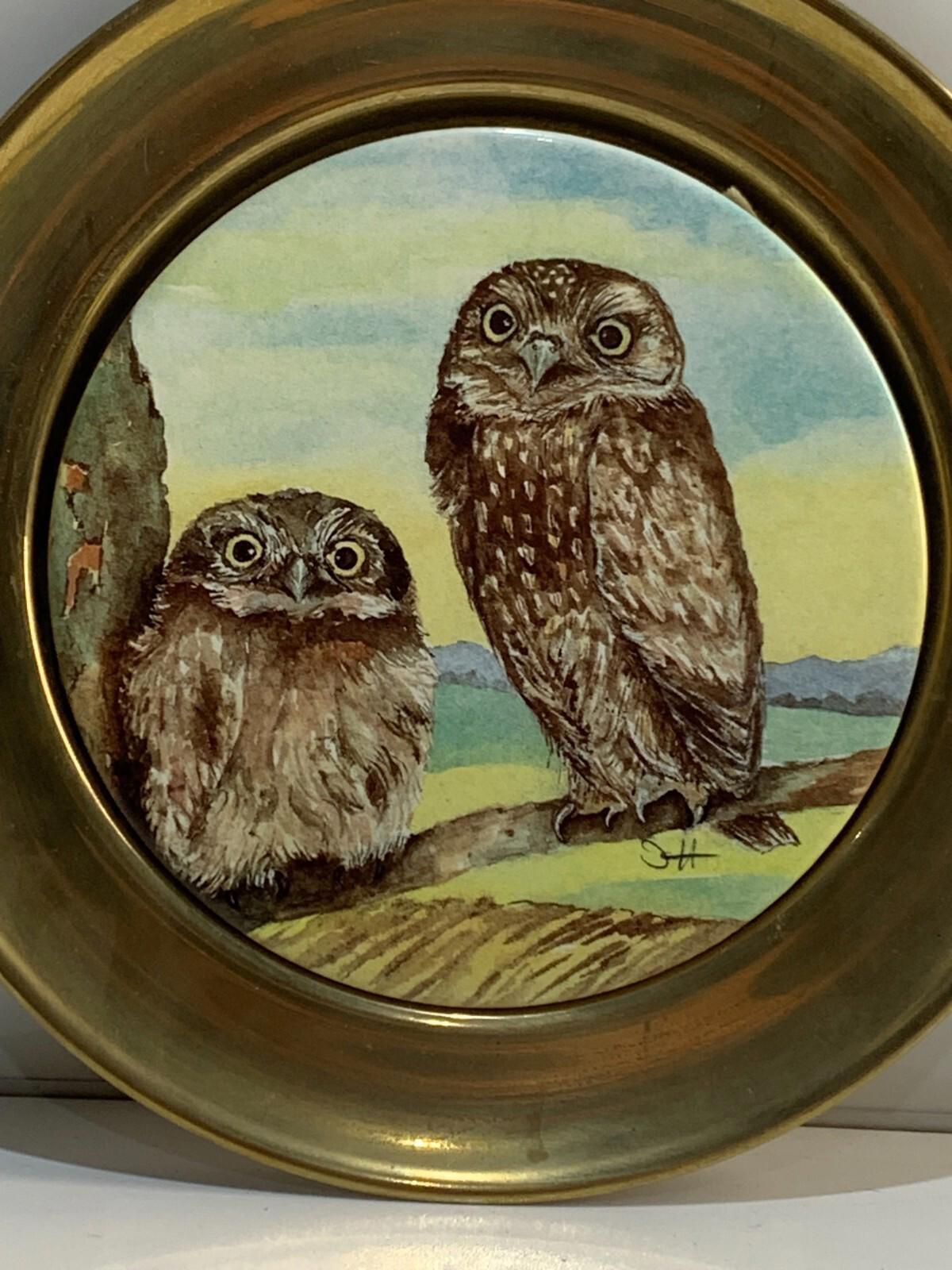2 owls on porcelain plate limited edition.