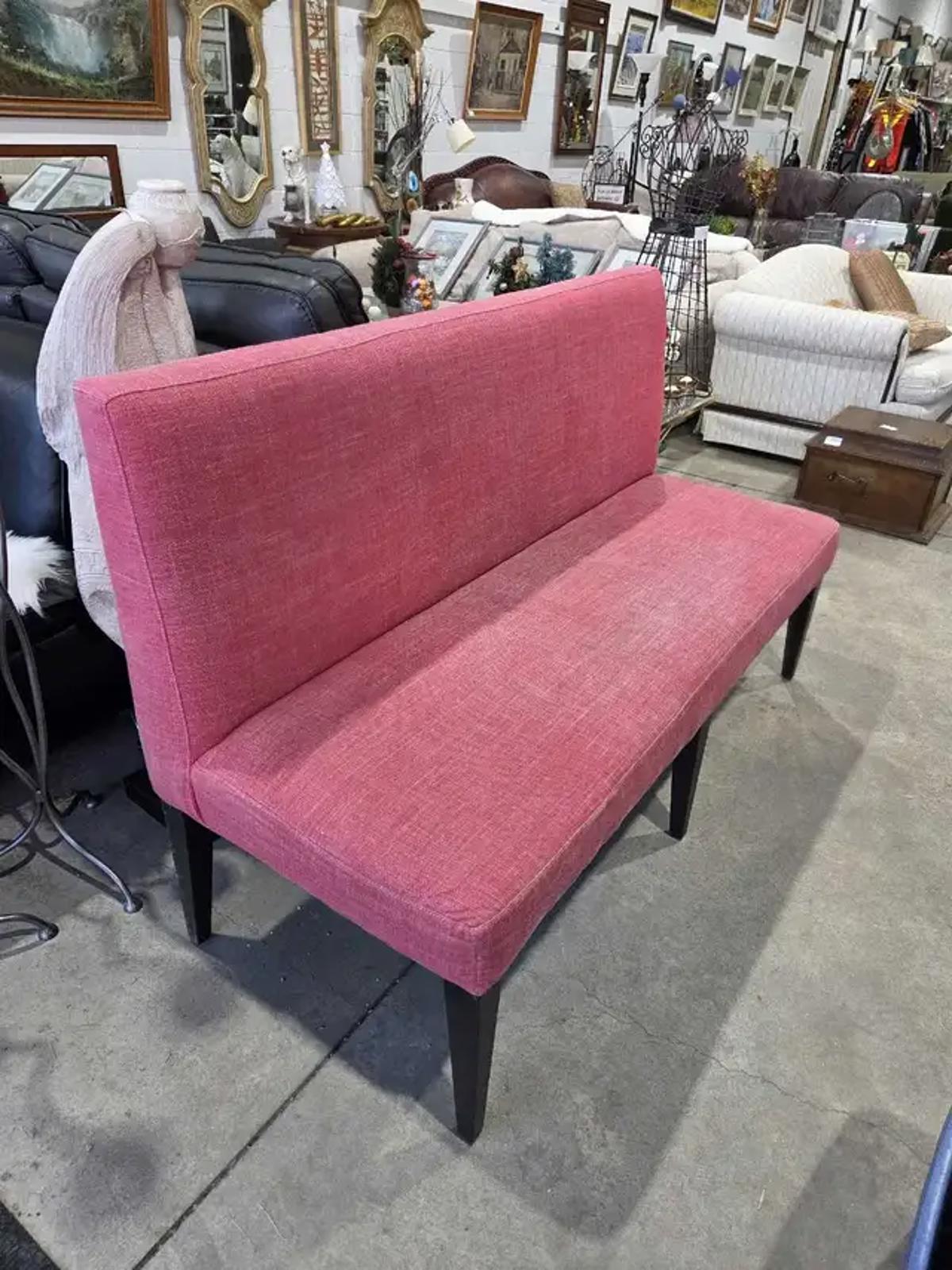 Pink Fabric Banquet Bench