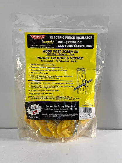 Parmak Precision 530Y Yellow Easy Clip Wood Post Insulator for Polytape Polywire