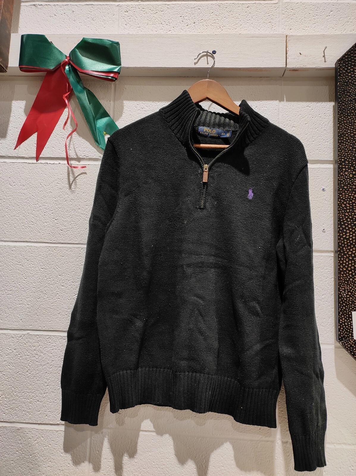 Polo By Ralph Lauren 1/4th Zip up Knit Sweater Blue Size S