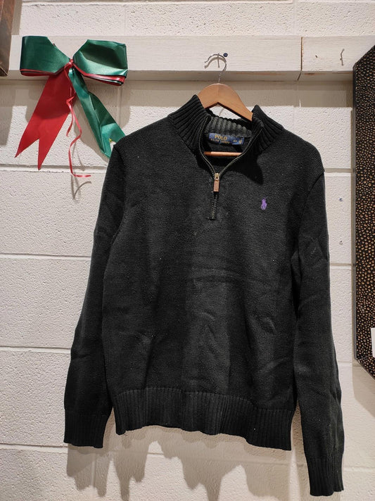 Polo By Ralph Lauren 1/4th Zip up Knit Sweater Blue Size S