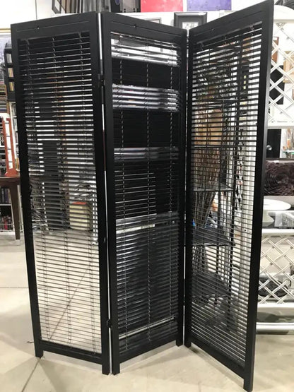 Black Blinds Room Dividers - Set of 2 - 6 Panels