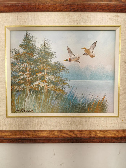 ANTONIO VINTAGE BEAUTIFUL TREE, RIVER, DUCK Painting