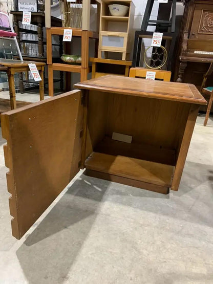 Wood Side Table with draw effect door