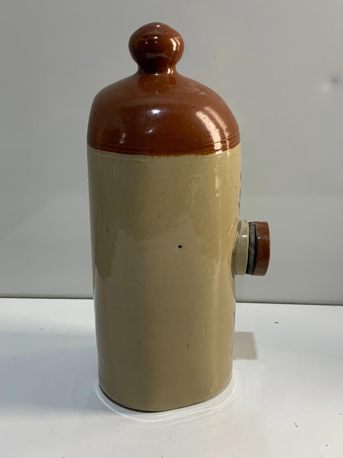Antique Stoneware Hot Water Bottle With Rubber Seal 12 inches