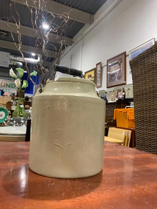 Vintage Crock Jar with lid and handle