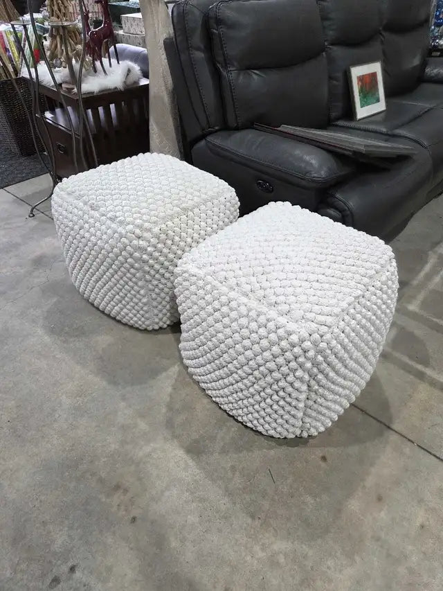Crate & Barrel Off-White Pouf - (1 Sold, 1 Available)