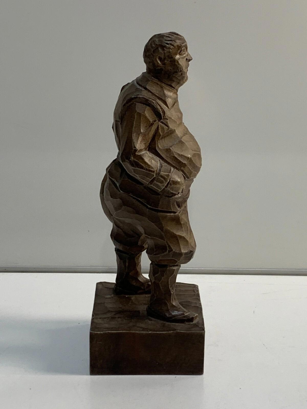 Figurine vintage en bois sculpté de Sancho Panza par Ouro Arteania, fabriquée en Espagne