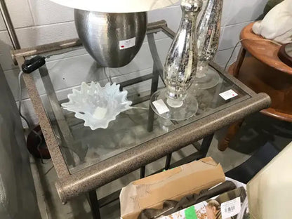 Glass topped coffee table + end tables