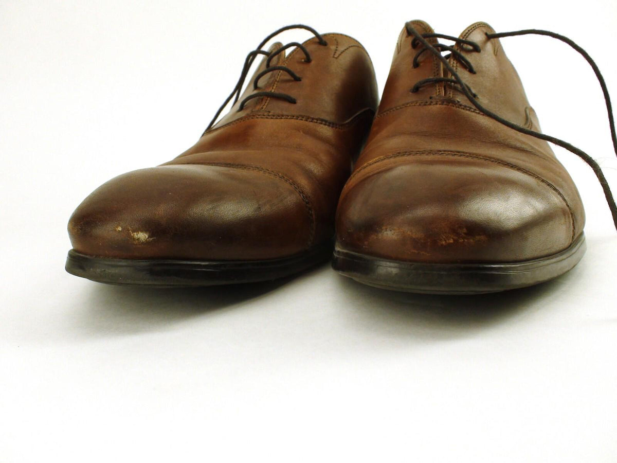 GOOD CONDITION Santoni Salem Oxford Brown Leather Shoes - 392055 2 D Size 10 US