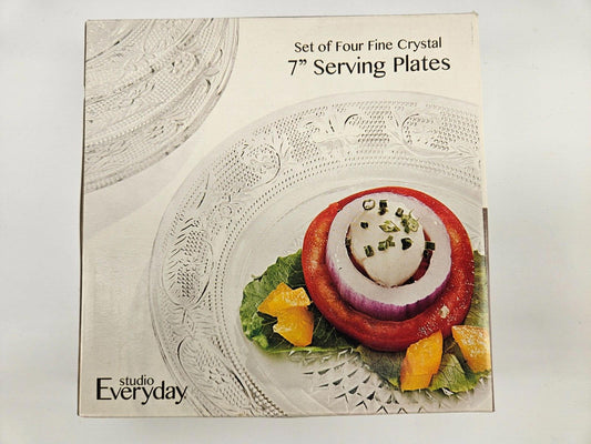 Set of Four Fine Crystal Serving Plates 7"