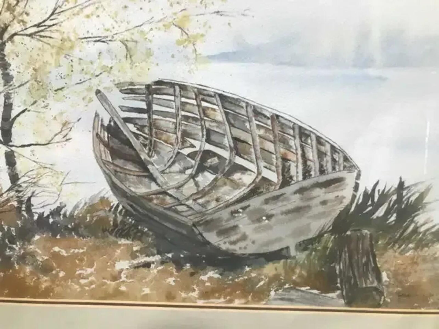 Watercolor Boat Painting 24 x 18.5