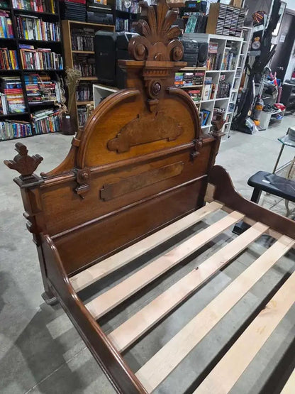 Antique Wooden Full Bed Frame & Mattress