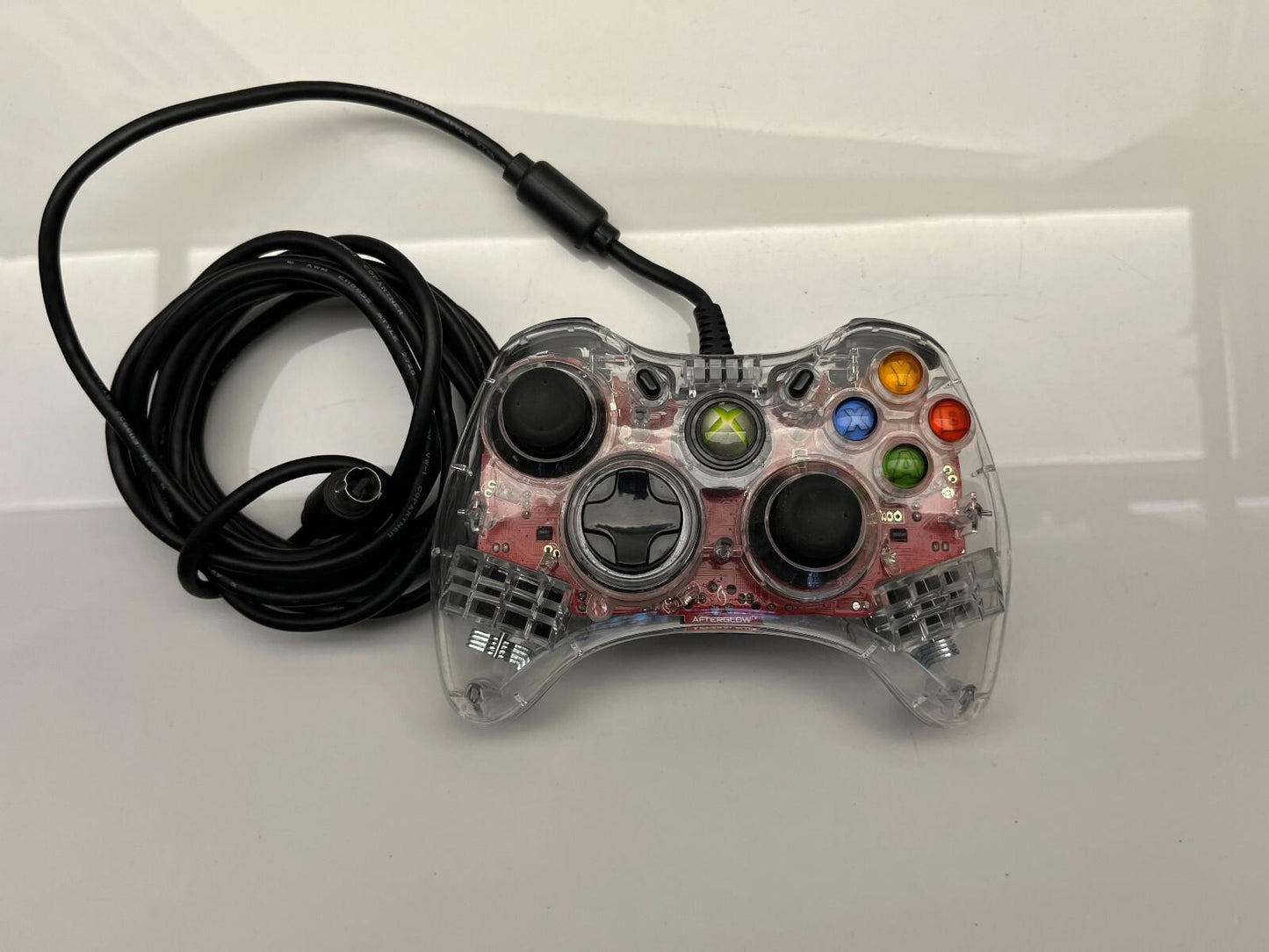 PDP Afterglow Xbox 360 Wired Controller Clear/Red PL-3702
