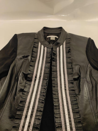 Peter Nygard Black Leather Combo Jacket  - Size L