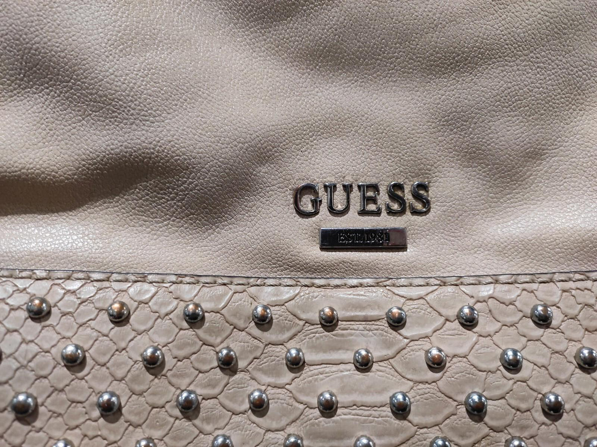 GUESS Rhinestones Large Tote Handbag Purse- Beige