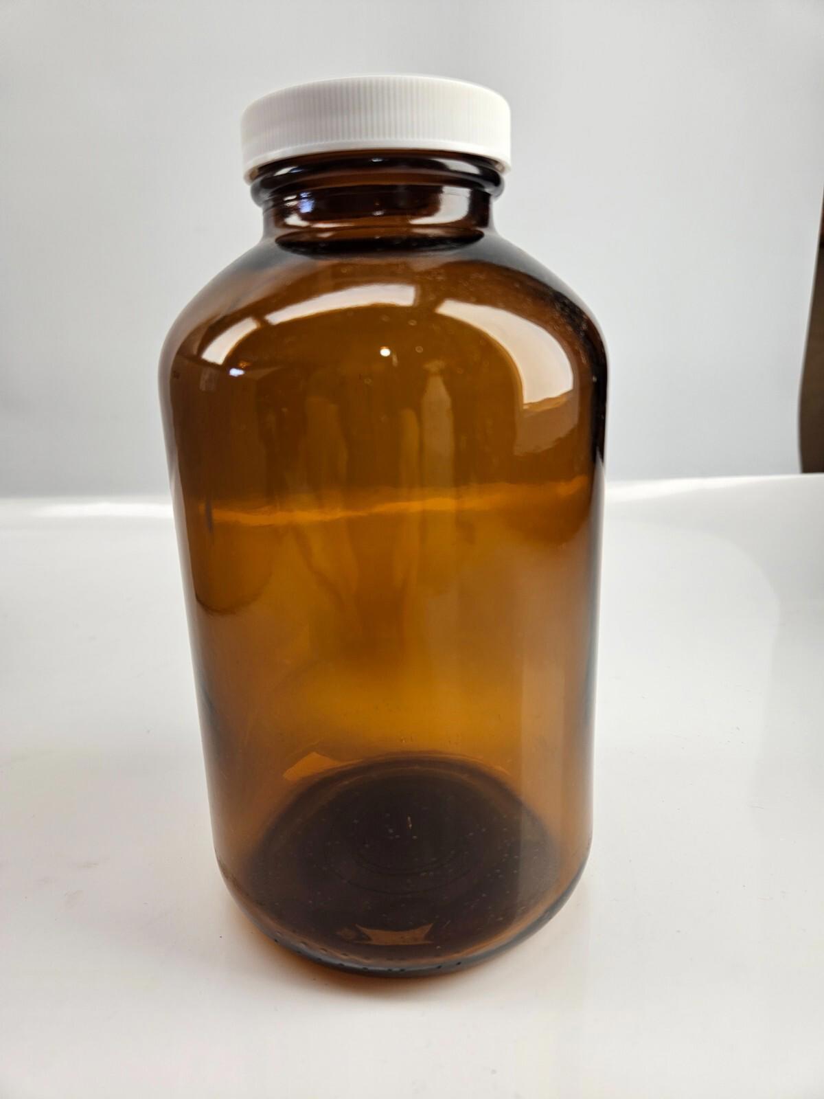 Lot of 12 - Amber Lab Reagent Bottle 1000ml 1L 34oz Chemistry Glassware