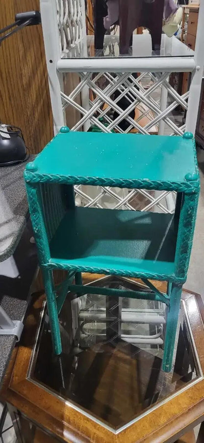 Teal Wicker Side Table