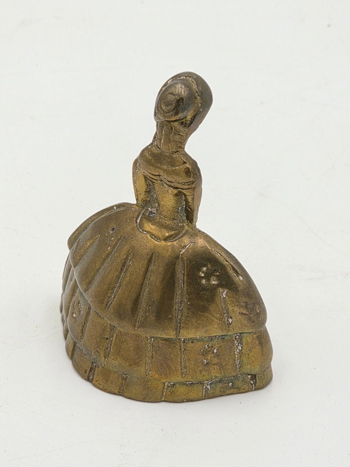 Vintage Brass Crinoline Lady Bell: Rustic Mid Century Dinner Bell - England
