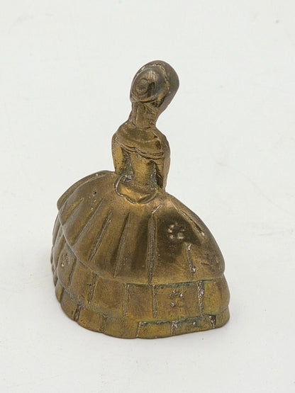 Vintage Brass Crinoline Lady Bell: Rustic Mid Century Dinner Bell - England