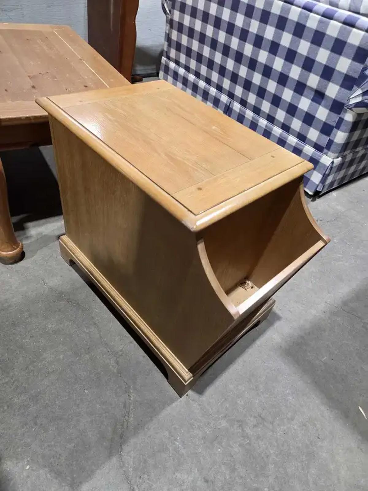 Wood Side Table with Magazine Rack