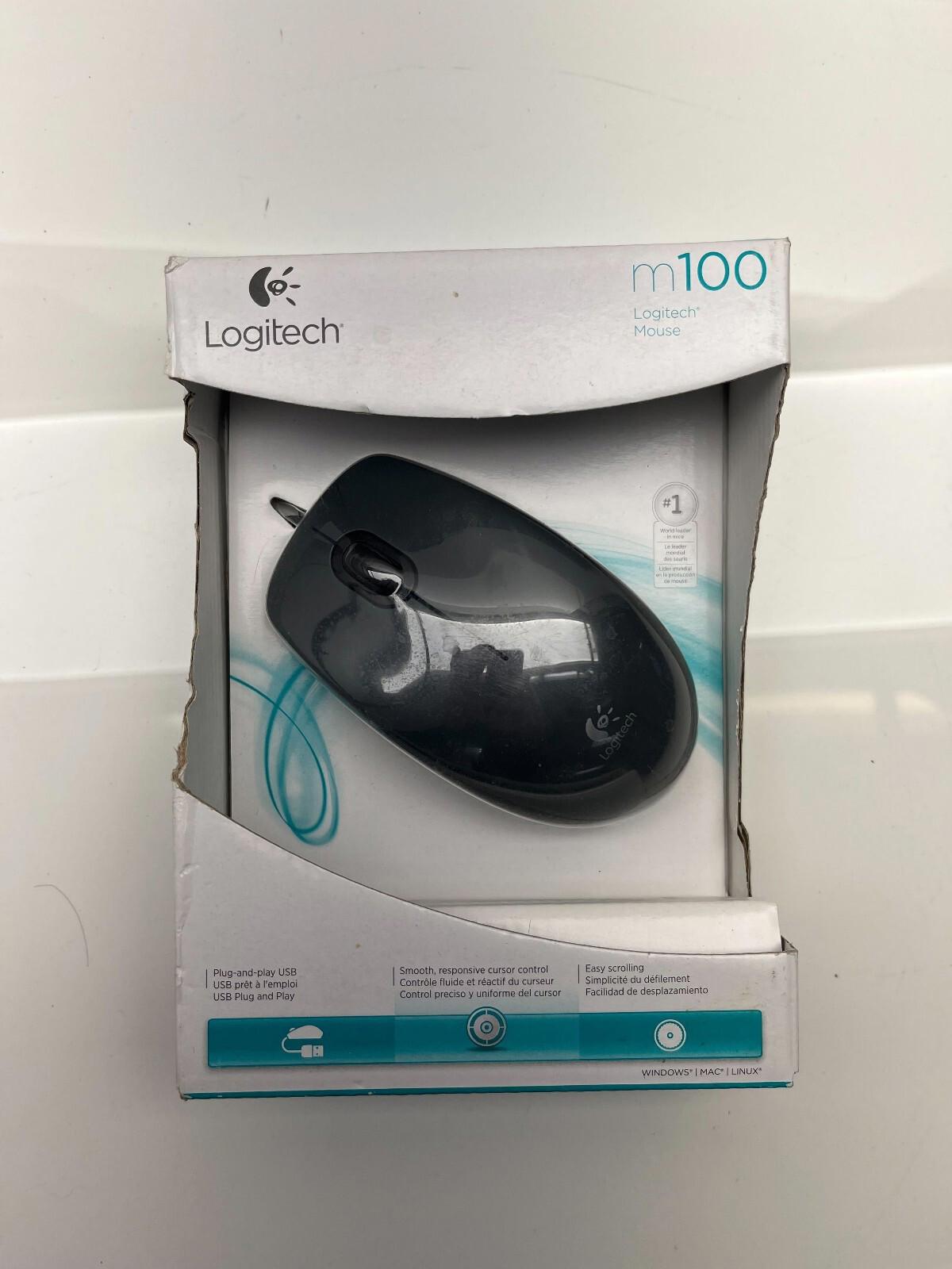 Logitech M100 Wired USB Optical Mouse New In Box