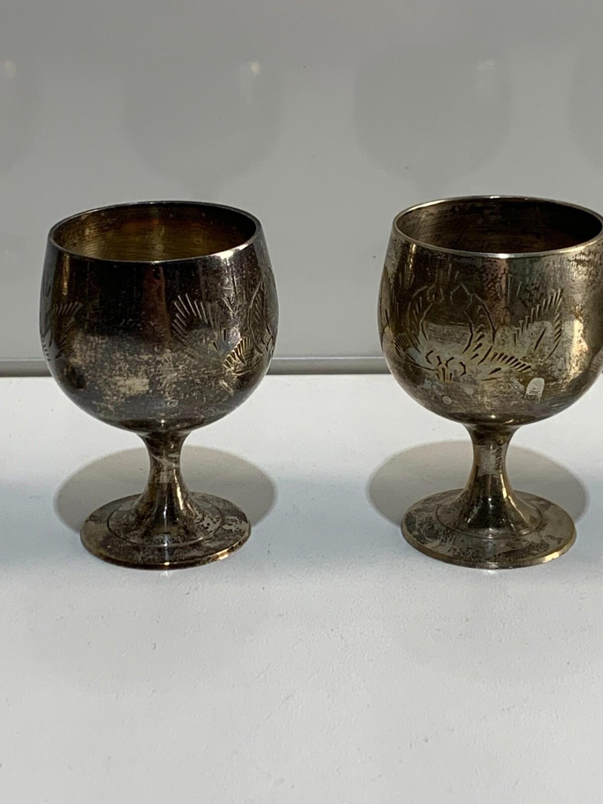 Retro Brass Cordial Glasses - Set Of Six