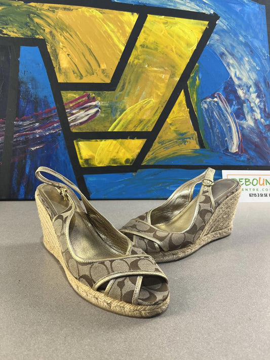 Women’s Coach Espadrille Wedge Sandals (Beige, Size 9 US)